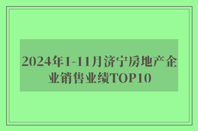 2024年1-11月济宁房地产企业销售业绩TOP10